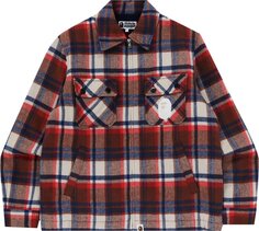 Куртка BAPE Check Zip CPO Jacket &apos;Red&apos;, красный