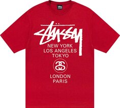 Футболка Stussy World Tour Tee &apos;Dark Red&apos;, красный