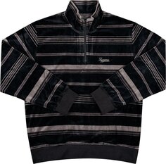 Пуловер Supreme Stripe Velour Half Zip Pullover &apos;Black&apos;, черный