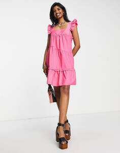 Розовое поплиновое платье мини Topshop