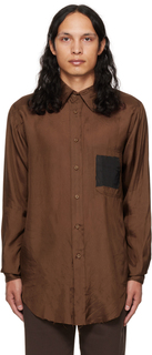 Эксклюзивная коричневая рубашка с нашивками SSENSE Edward Cuming