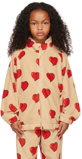 Детская флисовая куртка Beige Hearts Mini Rodini