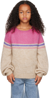 Детский свитер в бежево-розовую полоску Longlivethequeen
