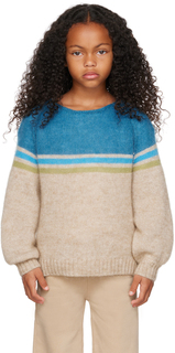 Детский свитер в бежево-синюю полоску Longlivethequeen