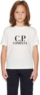 Детская белая футболка с логотипом C.P. Company Kids