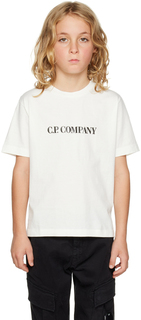 Детская белая футболка с логотипом C.P. Company Kids