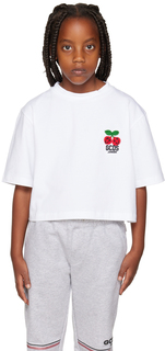 Детская белая футболка с нашивками GCDS Kids