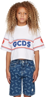 Детская белая футболка с логотипом GCDS Kids