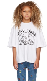Детская белая хлопковая футболка GCDS Kids