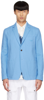 Синий хлопковый пиджак Alexander McQueen