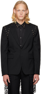 Черный пиджак с люверсами Alexander McQueen