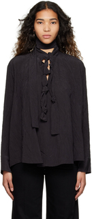 Черная блуза с шарфом с узлом LEMAIRE