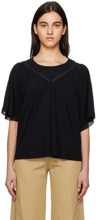 Черная блузка с кружевной отделкой See by Chloé