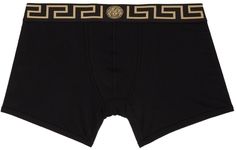Черные трусы-боксеры с каймой Greca Versace Underwear