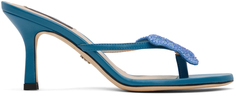Синие босоножки на каблуке с бабочкой Blumarine