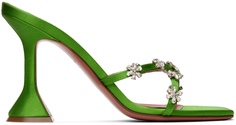 Зеленые босоножки на каблуке с изображением лилии Amina Muaddi