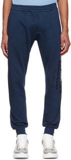 Темно-синие хлопковые брюки для отдыха Alexander McQueen