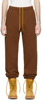 Эксклюзивные коричневые брюки для отдыха SSENSE с мультяшным шрифтом drew house