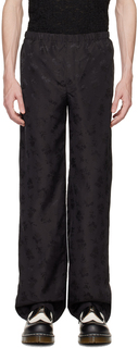 Черные жаккардовые брюки с цветочным принтом Anna Sui