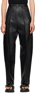 Черные брюки из искусственной кожи с поясом GIA STUDIOS