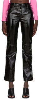 Черные мятые брюки из искусственной кожи MSGM