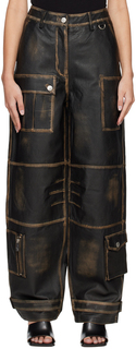 Черные кожаные брюки с эффектом потертости REMAIN Birger Christensen