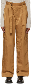 Светло-коричневые брюки с поясом с завязками DEVEAUX NEW YORK