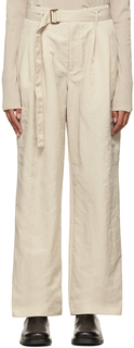 Бежевые брюки с поясом с завязками DEVEAUX NEW YORK