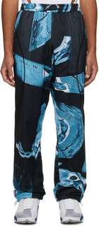 Черно-синие двусторонние брюки с принтом Saul Nash