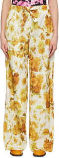 Желтые брюки с цветочным принтом Dries Van Noten