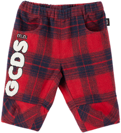 Детские красные брюки в шотландскую клетку GCDS Kids