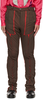 Коричнево-красные брюки со вставками Edward Cuming