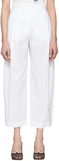 Белые мятые брюки из плотной ткани Lanvin
