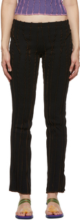 SSENSE Эксклюзивные черные и коричневые брюки для отдыха в полоску 3D Helenamanzano