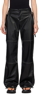 Черные брюки карго из искусственной кожи Yuzefi