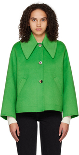 Зеленая куртка с широким воротником GANNI
