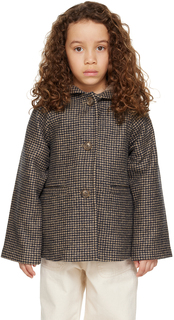 Детское коричневое пальто с узором \гусиные лапки\&quot;&quot; Kodomo BEAMS