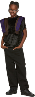 SSENSE Exclusive Kids Черная велюровая футболка с карманами NEEDLES