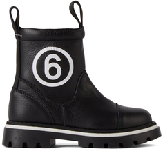 Детские черные ботинки без шнуровки с логотипом MM6 Maison Margiela