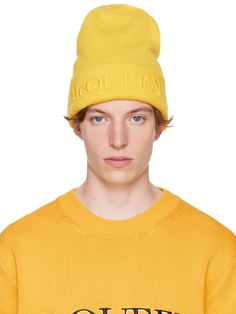 Желтая шапка с логотипом Alexander McQueen