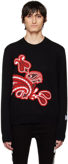 Черный свитер с нашивками с графикой AMIRI
