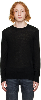 Черный свитер с рваными краями R13