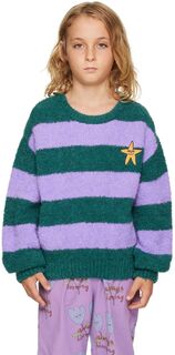 Детский свитер в фиолетово-зеленую полоску The Campamento