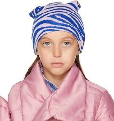 Детская голубо-розовая шапка Zebra Beanie M’A Kids