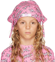 Детская розовая вафельная шапка ERL