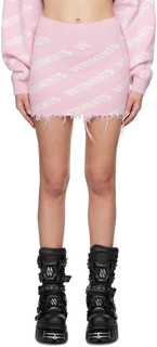 Розовая мини-юбка с эффектом потертости VETEMENTS
