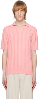 Розовая футболка-поло с открытой планкой System