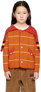 Детская оранжевая куртка в клетку Ligne Noire