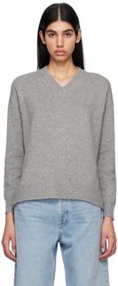 Серый свитер с v-образным вырезом S Max Mara