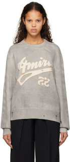 Серый свитер с цветочным принтом AMIRI
